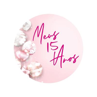 Adesivos Personalizados Meus 15 Anos 5x5cm Rosa