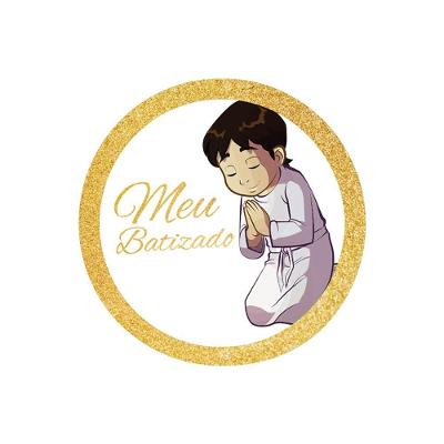 Adesivos Personalizados Meu Batizado 5x5cm Dourado
