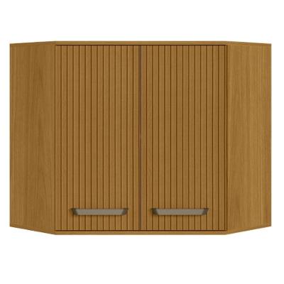 Armário Aéreo De Canto Modulado Para Cozinha Criare 02 Portas Freijo Ripado - Fabrica 1 Móveis