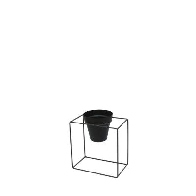 Suporte De Ferro Quadrado Parede 25 X 25 Cm Sem O Vaso Grafite Sólido