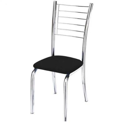 Cadeira De Jantar Para Cozinha Iara Cromada Corino Preto - Fabrica 1 Móveis
