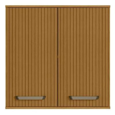 Armário Aéreo Para Cozinha Modulado Criare 02 Portas 80cm Freijo Ripado - Fabrica 1 Móveis