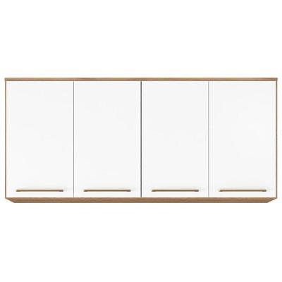 Armário Aéreo Modulado Irlanda 4 Portas 168cm Mdp Amendola e Branco - Fabrica 1 Móveis