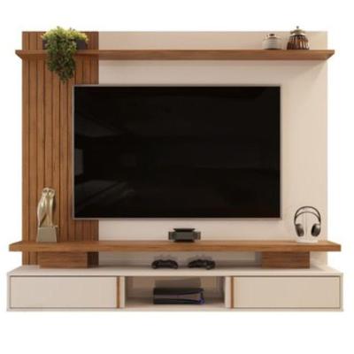 Painel Para Tv Até 65" Leoni Ripado Portas Deslizantes 180cm Freijó Off White - Fabrica 1 Móveis