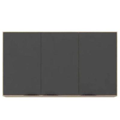 Armário Aéreo Cozinha Firenze 1,20 Cm 3 Portas Cor Avena e Grafite - Fabrica 1 Móveis