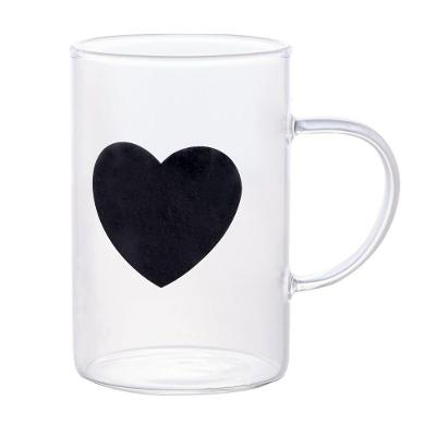 Conjunto Com 06 Canecas Black Heart 280ml Em Vidro Borossilicato 2951- Lyor