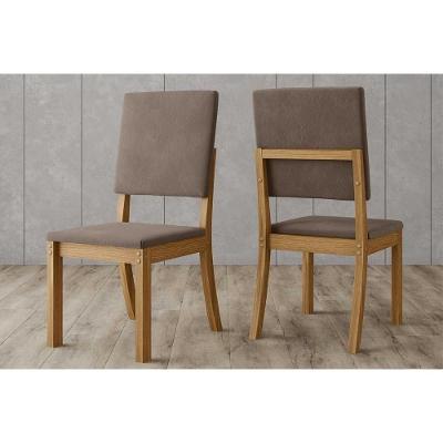 Kit 2 Cadeiras Sala Jantar Milla 2 Un Nature/Suede Marrom Amendoa - Henn