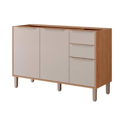 Módulo Cozinha MGM Divina Balcão c/ 3 Portas e 2 Gavetas s/Tampo 120cm Freijo/Off White-MGM