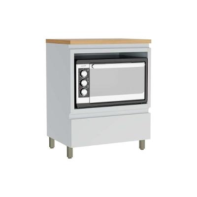 Balcão Cozinha p/ Cooktop c/ Tampo Rainha c/ 1 Porta e 1 Nicho Forno 70 cm Branca/Nature - Nesher