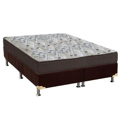 Cama Box Queen: Colchão Ortopédico Ortobom D45 Anatômico ISO 150 + Base CRC Suede Brown (158x198x18)