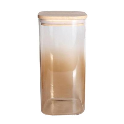 Porta Mantimentos Quadrado Em Vidro Borossilicato Degradê âmbar Dynasty 1,6l