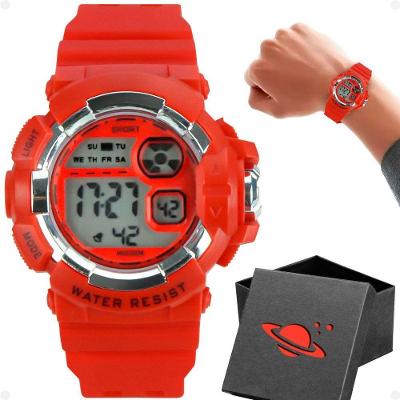 Relogio Digital Infantil Silicone Menino Criança + Caixa Vermelho Kids Adolescente Data Original