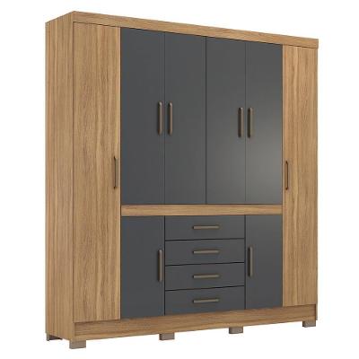 Guarda Roupa Casal New Realce 8 Portas E 4 Gavetas Amêndola/grafito - Demóbile Amêndola/grafito