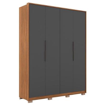 Guarda Roupa Casal Attore 4 Portas Amêndola-grafito Com Pés - Demartêz Amêndola-grafito