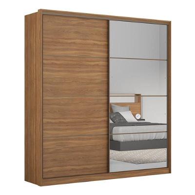 Guarda Roupa Casal Belga 2 Portas Deslizantes Flex Amêndola Com 4 Espelhos - Demartêz Amêndola