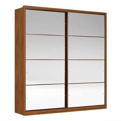 Guarda Roupa Casal Belga 2 Portas Deslizantes Nogueira Com 8 Espelhos - Demartêz Nogueira