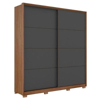 Guarda Roupa Casal Belga 2 Portas Deslizantes Amêndola-grafito Com Pés - Demartêz Amêndola-grafito
