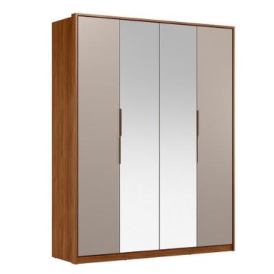 Guarda Roupa Casal Attore 4 Portas Nogueira-nude Prime Tx Com 2 Espelhos