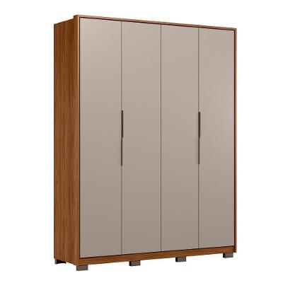 Guarda Roupa Casal Attore 4 Portas Nogueira-nude Prime Tx Com Pés