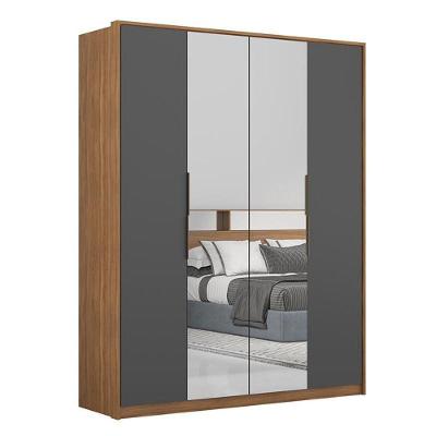 Guarda Roupa Casal Attore 4 Portas Amêndola-grafito Com 2 Espelhos - Demartêz Amêndola-grafito