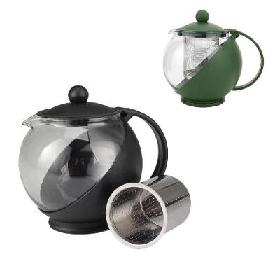Bule Cha Cafe Com Infusor Chaleira De Vidro 1250ml Cafeteira Inox Jarra Suco Filtro Coador Grande