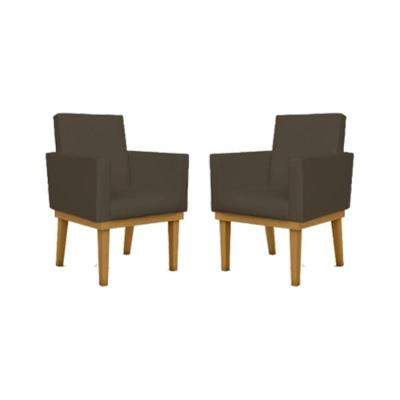 Kit 2 Poltronas Courino Cadeira Com Base Reforçada Courino Preto Cor:courino Marrom Courino Marrom