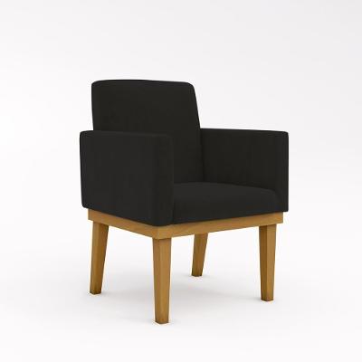 Poltrona Decorativa Base Reforçada Escritório Recepção Sala Cor:preto Preto