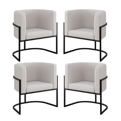 Kit 04 Poltronas Lua Sala Decorativa Base Ferro Black Veludo Cor:bege Bege