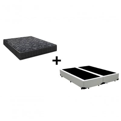 Cama Box Casal 138 Bipartido Tecido Branco Com Colchão Lisboa Bello Box D28 Preto