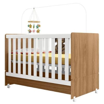Berço Mini Cama Infantil Encanto 2 Em 1 Com Rodízios Nature Branco - Abmaza