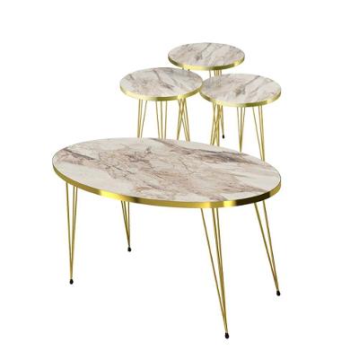 Conjunto De Mesa De Centro 4 Peças - Mármore Branco