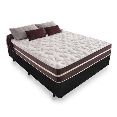 Cama Box Casal 138 Tecido Preto Com Colchão Little Angel Bello Box Mola Superlastic 62x138x188