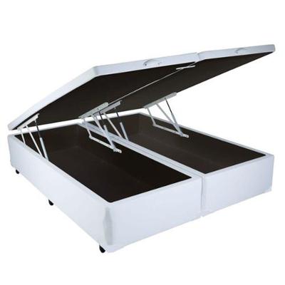 Cama Box Baú Queen 158 Tecido Branco Com Colchão Alegro Bello Box D28 Cinza 58x158x198