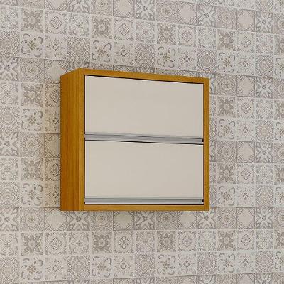 Armário Aéreo 2 Portas Basculantes Jade Cinamomo/off White