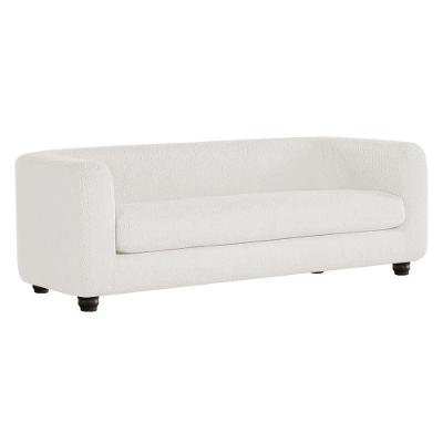Sofá 3 Lugares Luxo Recepção Escritorio Sala Veneza 180cm Bouclé Branco