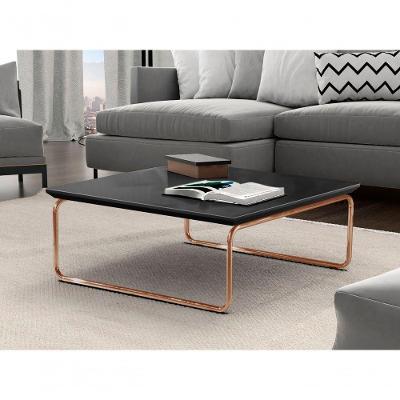Mesa De Centro Kairos Pé Cobre Bisart Decor Cor:preto