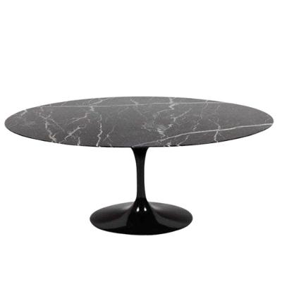 Mesa De Jantar Tulipa Saarinen Redonda 244x137 Cm Mármore Nero