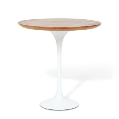 Mesa Lateral Tulipa Saarinen Redonda 51 Cm - Imbuia Base Branca
