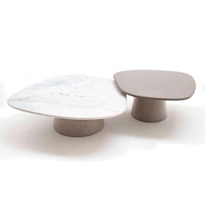 Conjunto De Duas Mesas De Centro Orgânica 100 Cm Mármore E Laqueado