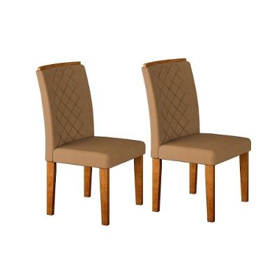 Kit 2 Cadeiras Sala Jantar Jade 2 Un Imbuia-suede Capuccino - Rufato