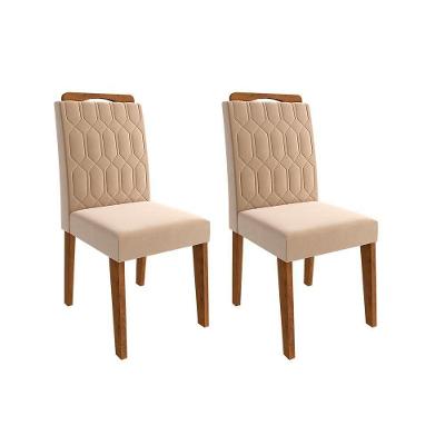 Kit 2 Cadeiras Sala Jantar Paola Wood 2 Un Savana-nature-madeirado-suede Nude Bege - Cimol
