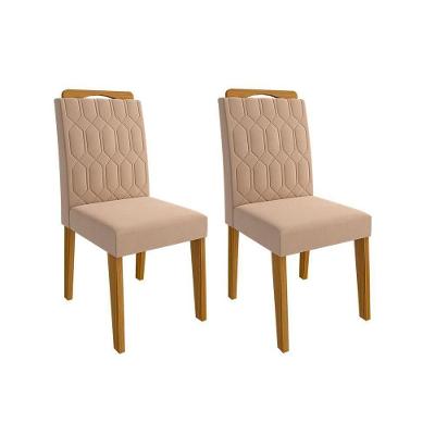 Kit 2 Cadeiras Sala Jantar Paola Wood 2 Un Savana-madeirado-suede Nude Bege - Cimol