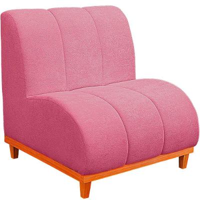 Namoradeira Marselha Base De Madeira Para Sala Hotel Tecido Boucle Cor Rose