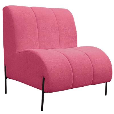 Namoradeira Marselha Pés De Ferro Para Sala Hotel Tecido Boucle Cor Rose