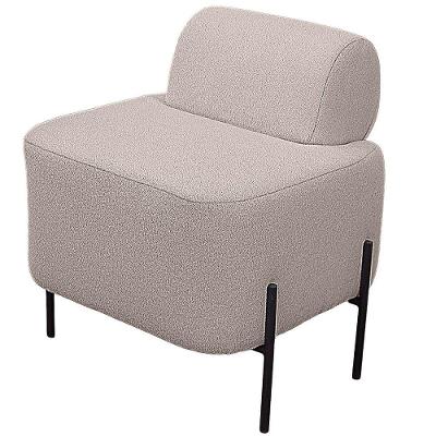 Puff Estofado Virginia Decorativo Tecido Boucle Cor Branco