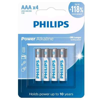 4 Pilhas Alcalinas Aaa Philips [f108]