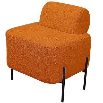 Puff Estofado Virginia Decorativo Tecido Boucle Cor Terracota