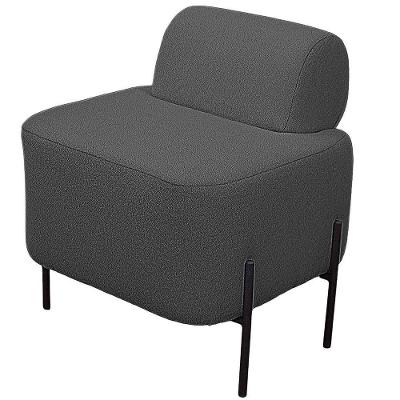 Puff Estofado Virginia Decorativo Tecido Boucle Cor Cinza Chumbo