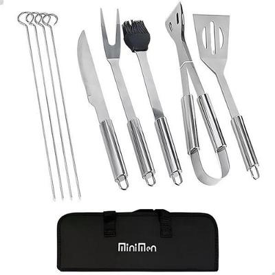 Conjunto Kit Churrasco 9 Peças De Aço Inox Com Bolsa