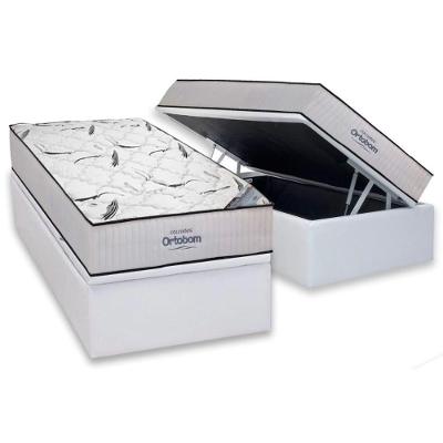 Cama Box Baú Solteiro: Colchão Espuma D45 Ortobom Highfoam + Base Crc Courano White(88x188)